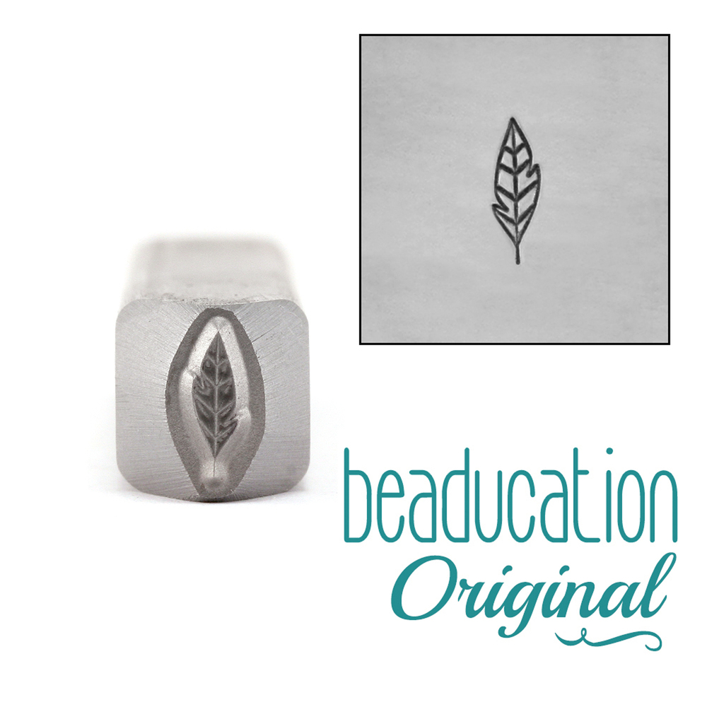 Metal Stamping Tools Small Leaf / Feather Metal Design Stamp 7mm - Beaducation Original